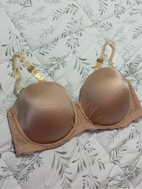 Deesse Lingerie 40DDD Convertible Bra Nude Beige Full Coverage Clear Straps Sexy